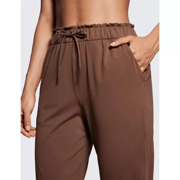 CRZ YOGA 4Way Stretch High Waisted Joggers for Women Lightweight Casual Dress Work Workout Pants Sweatpants PocketsCoffee Brown