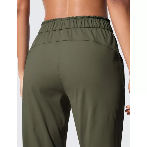 CRZ YOGA 4Way Stretch High Waisted Joggers for Women Lightweight Casual Dress Work Workout Pants Sweatpants PocketsOlive Green