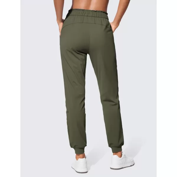 CRZ YOGA 4Way Stretch High Waisted Joggers for Women Lightweight Casual Dress Work Workout Pants Sweatpants PocketsOlive Green