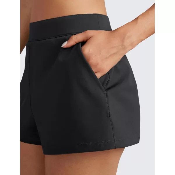 CRZ YOGA 4Way Stretch Womens Shorts Casual Comfy High Waisted Golf Hiking Lounge Athletic Short with PocketsBlack