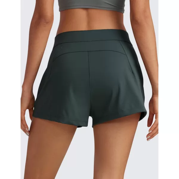 CRZ YOGA 4Way Stretch Womens Shorts Casual Comfy High Waisted Golf Hiking Lounge Athletic Short with PocketsMelanite