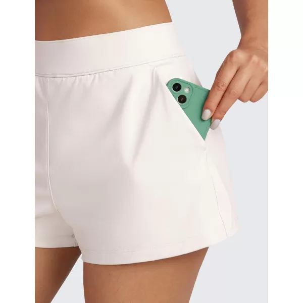 CRZ YOGA 4Way Stretch Womens Shorts Casual Comfy High Waisted Golf Hiking Lounge Athletic Short with PocketsMilky White Bone