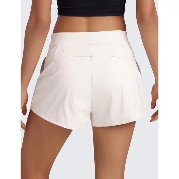 CRZ YOGA 4Way Stretch Womens Shorts Casual Comfy High Waisted Golf Hiking Lounge Athletic Short with PocketsMilky White Bone