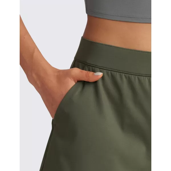 CRZ YOGA 4Way Stretch Womens Shorts Casual Comfy High Waisted Golf Hiking Lounge Athletic Short with PocketsOlive Green