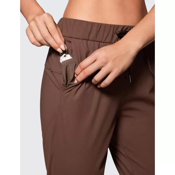 CRZ YOGA 4Way Stretch Workout Joggers for Women 28  Casual Travel Pants Lounge Athletic Joggers with PocketsCoffee Brown