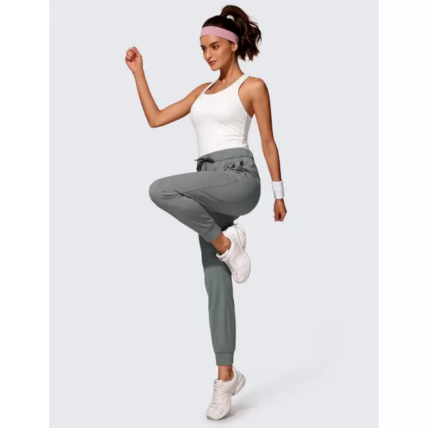 CRZ YOGA 4Way Stretch Workout Joggers for Women 28  Casual Travel Pants Lounge Athletic Joggers with PocketsFrost Grey