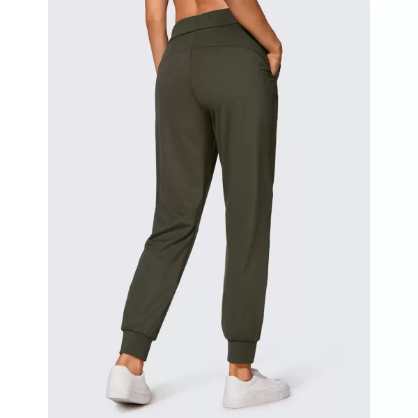 CRZ YOGA 4Way Stretch Workout Joggers for Women 28  Casual Travel Pants Lounge Athletic Joggers with PocketsOlive Green