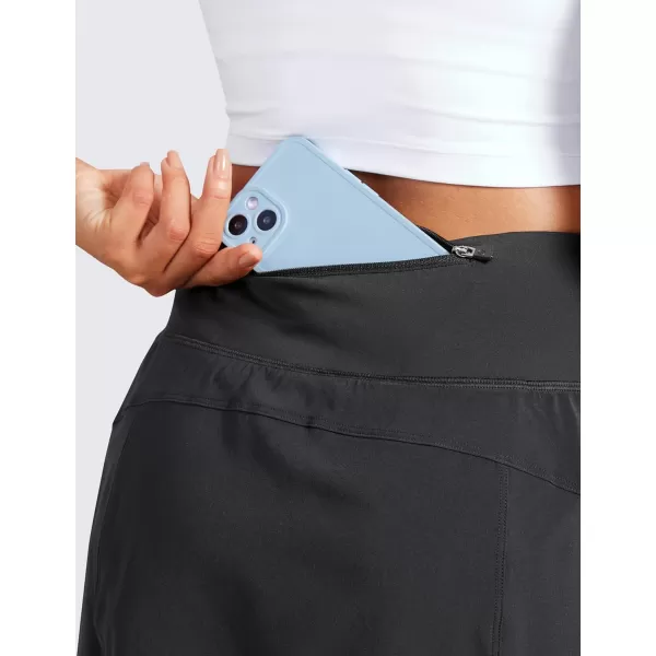 CRZ YOGA A Line Golf Skirts for Women High Waisted Split Hem Tennis Casual Skirt Shorts with Zipper PocketBlack