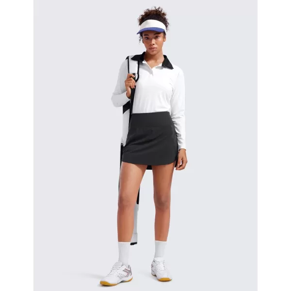 CRZ YOGA A Line Golf Skirts for Women High Waisted Split Hem Tennis Casual Skirt Shorts with Zipper PocketBlack