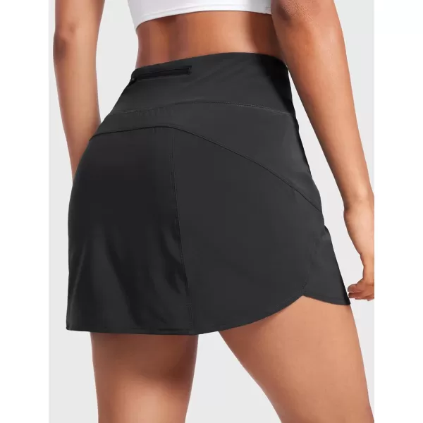 CRZ YOGA A Line Golf Skirts for Women High Waisted Split Hem Tennis Casual Skirt Shorts with Zipper PocketBlack