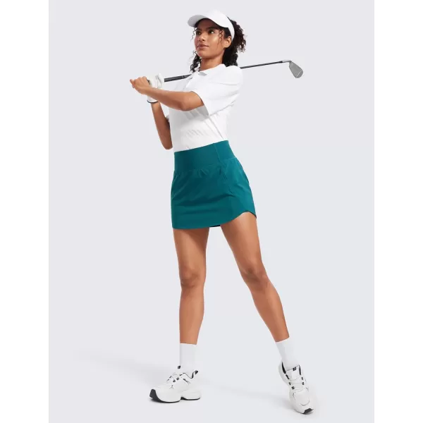 CRZ YOGA A Line Golf Skirts for Women High Waisted Split Hem Tennis Casual Skirt Shorts with Zipper PocketBorealis Green