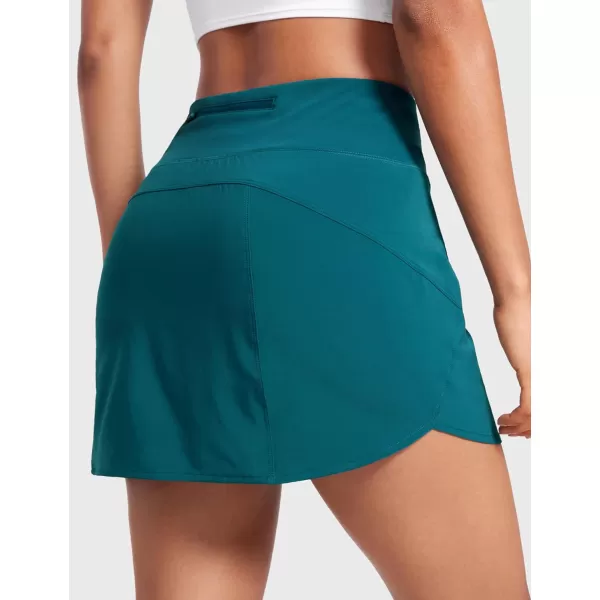 CRZ YOGA A Line Golf Skirts for Women High Waisted Split Hem Tennis Casual Skirt Shorts with Zipper PocketBorealis Green