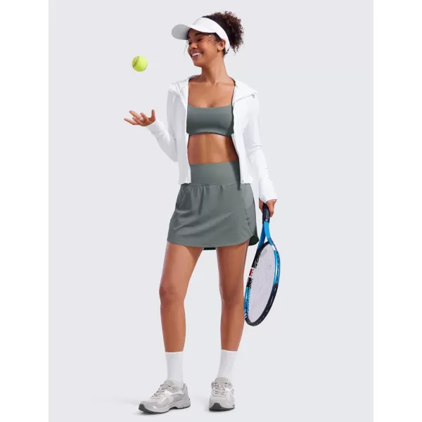 CRZ YOGA A Line Golf Skirts for Women High Waisted Split Hem Tennis Casual Skirt Shorts with Zipper PocketGrey Sage