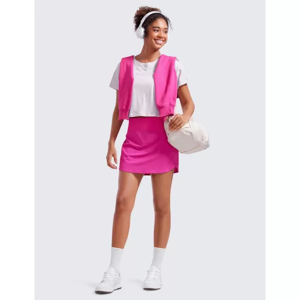 CRZ YOGA A Line Golf Skirts for Women High Waisted Split Hem Tennis Casual Skirt Shorts with Zipper PocketHibiscus Purple