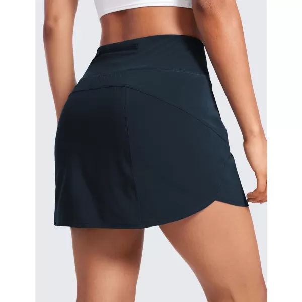 CRZ YOGA A Line Golf Skirts for Women High Waisted Split Hem Tennis Casual Skirt Shorts with Zipper PocketTrue Navy