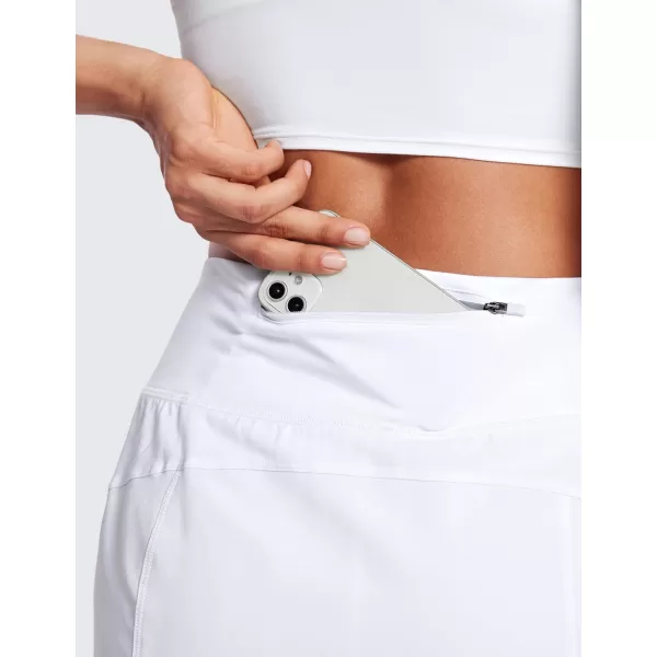 CRZ YOGA A Line Golf Skirts for Women High Waisted Split Hem Tennis Casual Skirt Shorts with Zipper PocketWhite