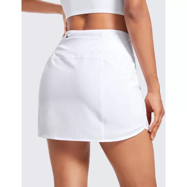 CRZ YOGA A Line Golf Skirts for Women High Waisted Split Hem Tennis Casual Skirt Shorts with Zipper PocketWhite