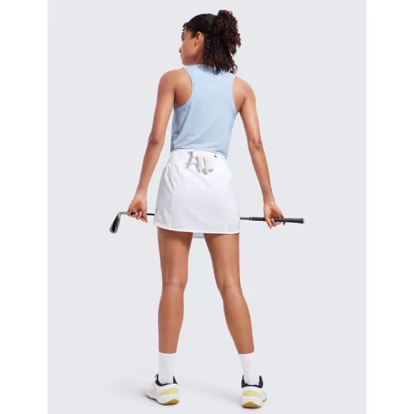 CRZ YOGA A Line Golf Skirts for Women High Waisted Split Hem Tennis Casual Skirt Shorts with Zipper PocketWhite