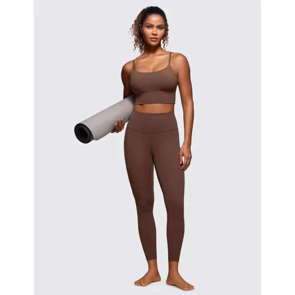 CRZ YOGA Adjustable Longline Sports Bra for Women  V Back Wireless Workout Padded Yoga Bra Cropped Tank Tops CamisoleCoffee Brown