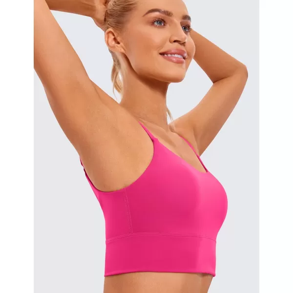 CRZ YOGA Adjustable Longline Sports Bra for Women  V Back Wireless Workout Padded Yoga Bra Cropped Tank Tops CamisoleGranita Pink