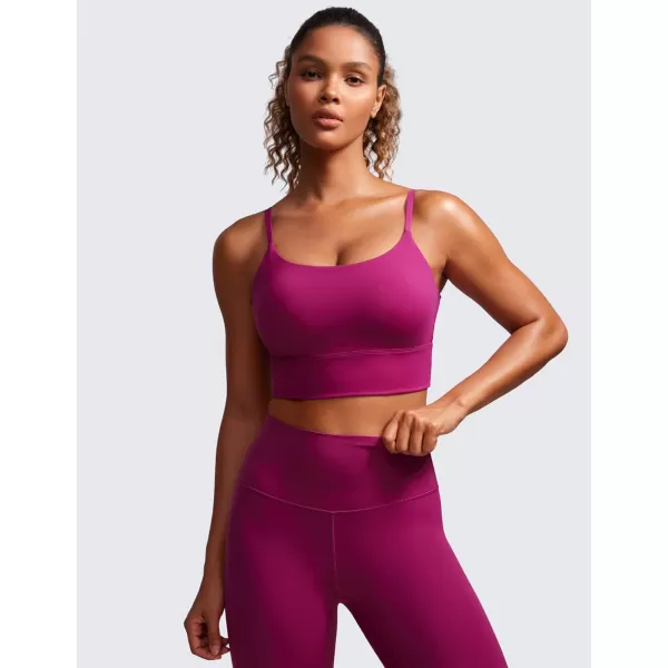 CRZ YOGA Adjustable Longline Sports Bra for Women  V Back Wireless Workout Padded Yoga Bra Cropped Tank Tops CamisoleMagenta Purple