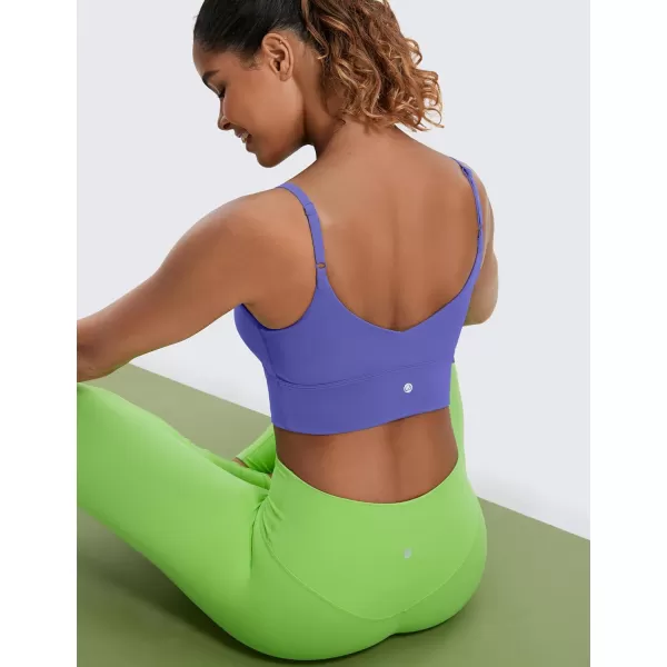 CRZ YOGA Adjustable Longline Sports Bra for Women  V Back Wireless Workout Padded Yoga Bra Cropped Tank Tops CamisoleMystic Violet