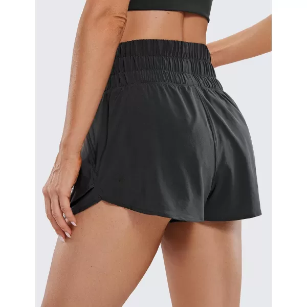 CRZ YOGA Athletic Shorts for Women High Waisted Flowy Ruffle Skirt Overlay Workout Running Tennis Shorts Zip PocketBlack