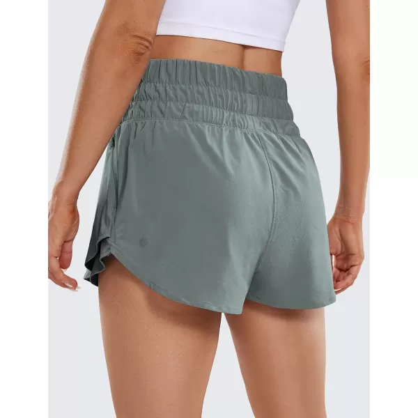 CRZ YOGA Athletic Shorts for Women High Waisted Flowy Ruffle Skirt Overlay Workout Running Tennis Shorts Zip PocketGrey Sage