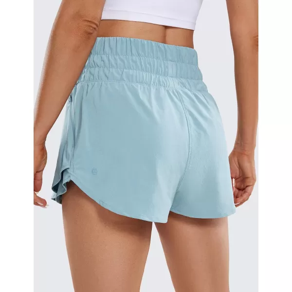 CRZ YOGA Athletic Shorts for Women High Waisted Flowy Ruffle Skirt Overlay Workout Running Tennis Shorts Zip PocketLight Grayish Blue