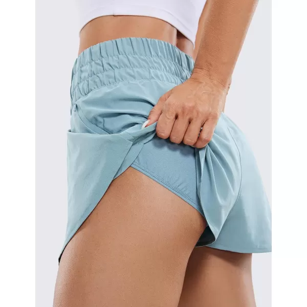 CRZ YOGA Athletic Shorts for Women High Waisted Flowy Ruffle Skirt Overlay Workout Running Tennis Shorts Zip PocketLight Grayish Blue