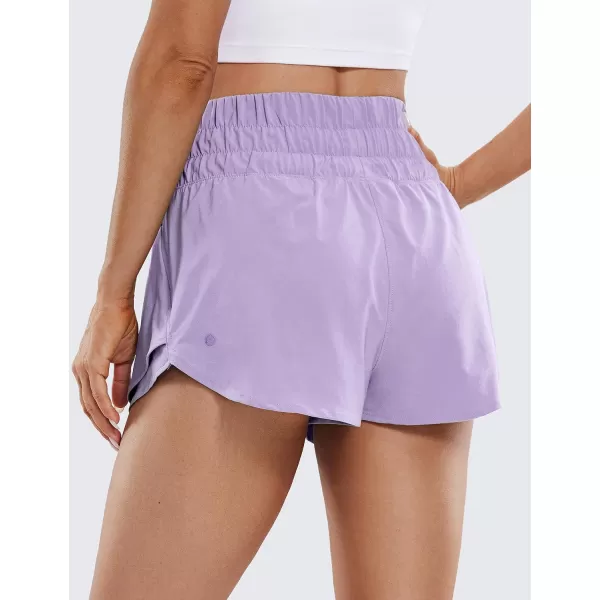 CRZ YOGA Athletic Shorts for Women High Waisted Flowy Ruffle Skirt Overlay Workout Running Tennis Shorts Zip PocketLilac