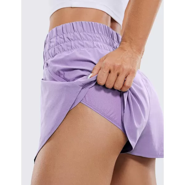 CRZ YOGA Athletic Shorts for Women High Waisted Flowy Ruffle Skirt Overlay Workout Running Tennis Shorts Zip PocketLilac