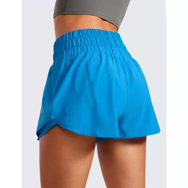 CRZ YOGA Athletic Shorts for Women High Waisted Flowy Ruffle Skirt Overlay Workout Running Tennis Shorts Zip PocketMadagascar Blue