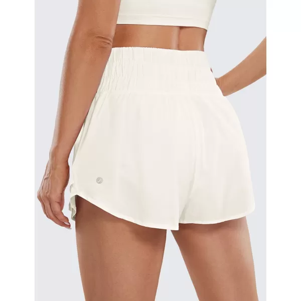 CRZ YOGA Athletic Shorts for Women High Waisted Flowy Ruffle Skirt Overlay Workout Running Tennis Shorts Zip PocketMilky White