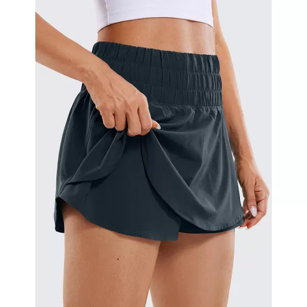 CRZ YOGA Athletic Shorts for Women High Waisted Flowy Ruffle Skirt Overlay Workout Running Tennis Shorts Zip PocketTrue Navy