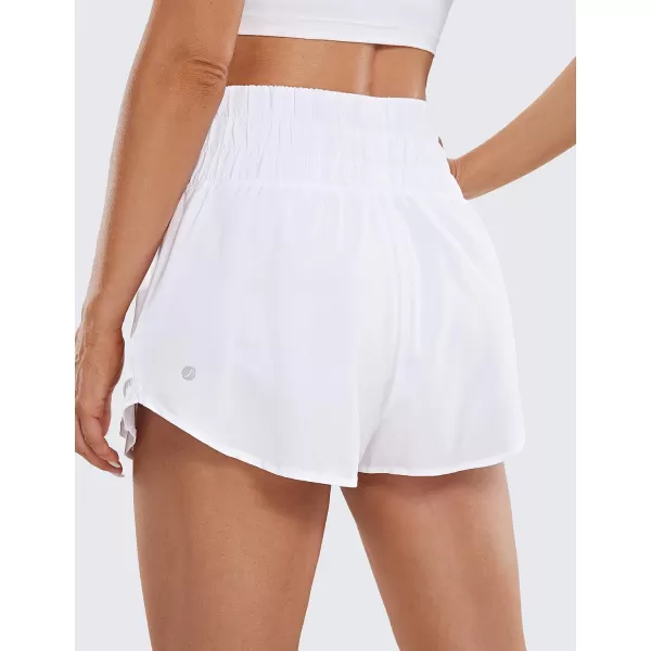 CRZ YOGA Athletic Shorts for Women High Waisted Flowy Ruffle Skirt Overlay Workout Running Tennis Shorts Zip PocketWhite