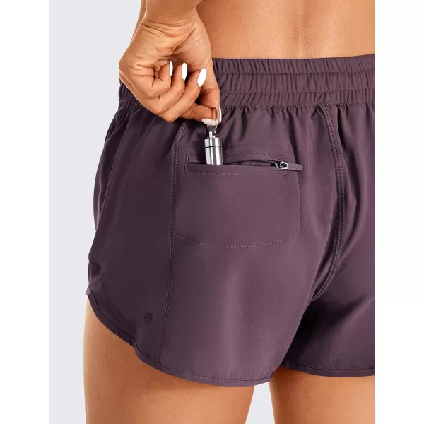 CRZ YOGA Athletic Shorts for Women with Zip Pocket 254 Mid Waist Mesh Liner Shorts for Running Gym WorkoutArctic Plum