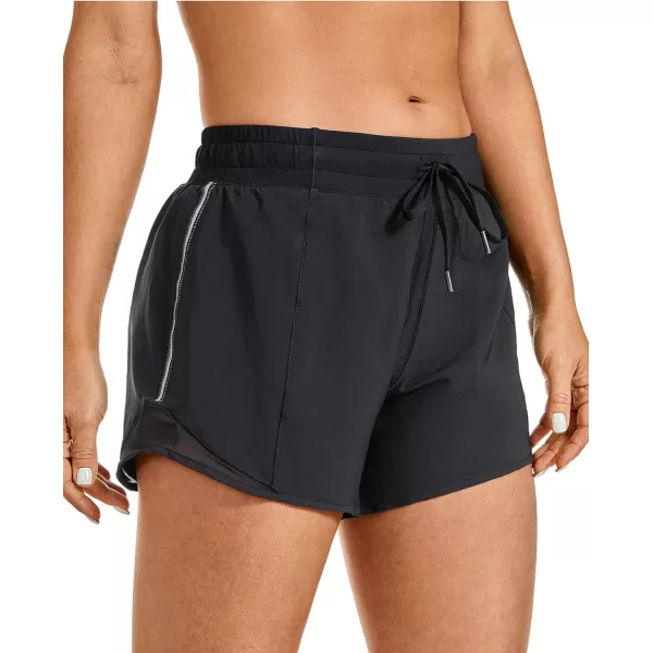 CRZ YOGA Athletic Shorts for Women with Zip Pocket 254 Mid Waist Mesh Liner Shorts for Running Gym WorkoutBlack