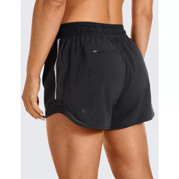 CRZ YOGA Athletic Shorts for Women with Zip Pocket 254 Mid Waist Mesh Liner Shorts for Running Gym WorkoutBlack