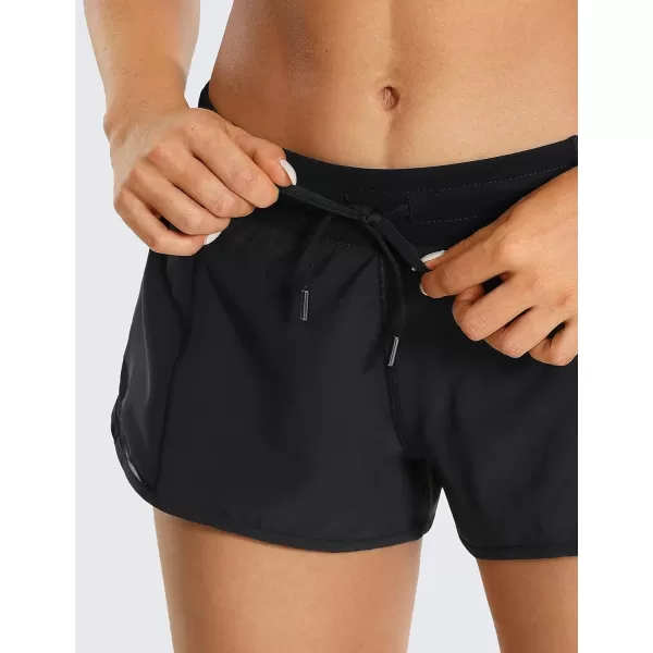 CRZ YOGA Athletic Shorts for Women with Zip Pocket 254 Mid Waist Mesh Liner Shorts for Running Gym WorkoutBlack