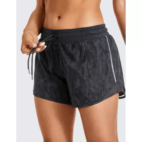 CRZ YOGA Athletic Shorts for Women with Zip Pocket 254 Mid Waist Mesh Liner Shorts for Running Gym WorkoutBrush Dark Grain