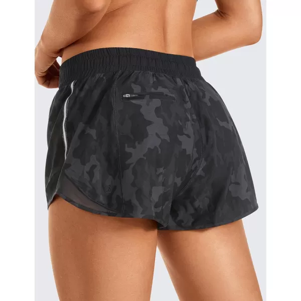 CRZ YOGA Athletic Shorts for Women with Zip Pocket 254 Mid Waist Mesh Liner Shorts for Running Gym WorkoutCamo Multi 6