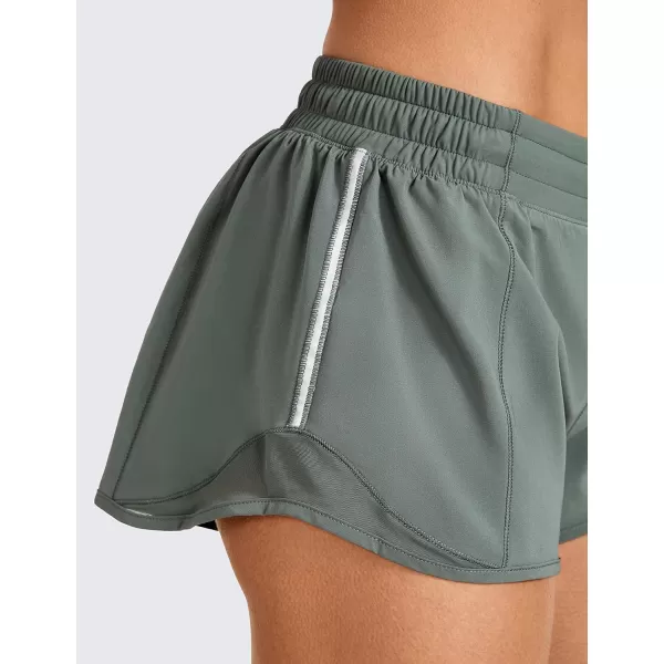 CRZ YOGA Athletic Shorts for Women with Zip Pocket 254 Mid Waist Mesh Liner Shorts for Running Gym WorkoutGrey Sage