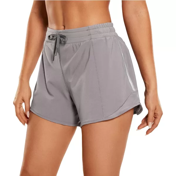 CRZ YOGA Athletic Shorts for Women with Zip Pocket 254 Mid Waist Mesh Liner Shorts for Running Gym WorkoutLunar Rock