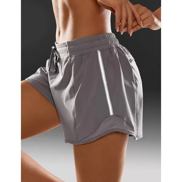 CRZ YOGA Athletic Shorts for Women with Zip Pocket 254 Mid Waist Mesh Liner Shorts for Running Gym WorkoutLunar Rock