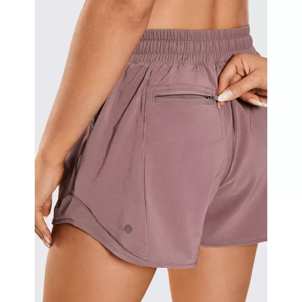 CRZ YOGA Athletic Shorts for Women with Zip Pocket 254 Mid Waist Mesh Liner Shorts for Running Gym WorkoutMauve