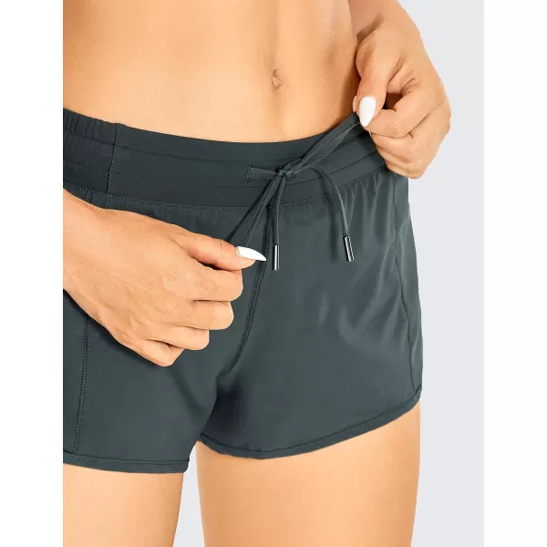 CRZ YOGA Athletic Shorts for Women with Zip Pocket 254 Mid Waist Mesh Liner Shorts for Running Gym WorkoutMelanite