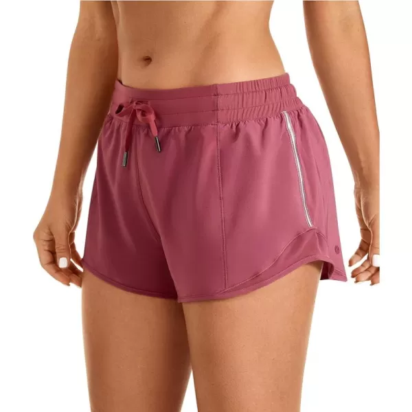 CRZ YOGA Athletic Shorts for Women with Zip Pocket 254 Mid Waist Mesh Liner Shorts for Running Gym WorkoutMisty Merlot