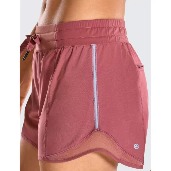 CRZ YOGA Athletic Shorts for Women with Zip Pocket 254 Mid Waist Mesh Liner Shorts for Running Gym WorkoutMisty Merlot