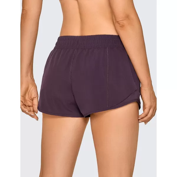 CRZ YOGA Athletic Shorts for Women with Zip Pocket 254 Mid Waist Mesh Liner Shorts for Running Gym WorkoutNewarctic Plum